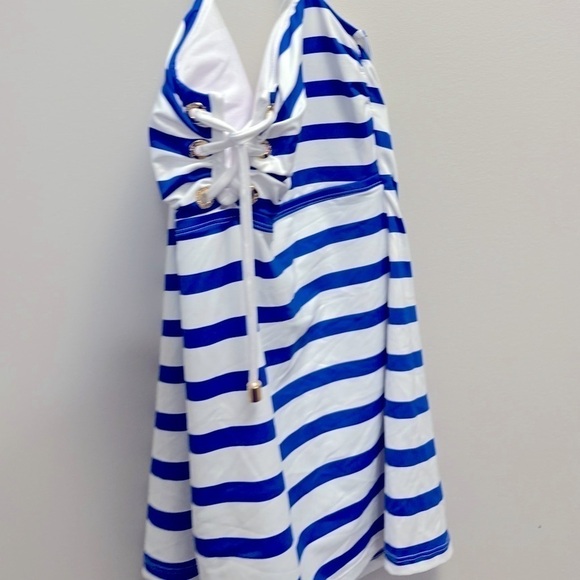 Lauren Ralph Lauren Port Stripe Lace Front Bandini Top swimsuit swimwear 16 - Picture 11 of 11